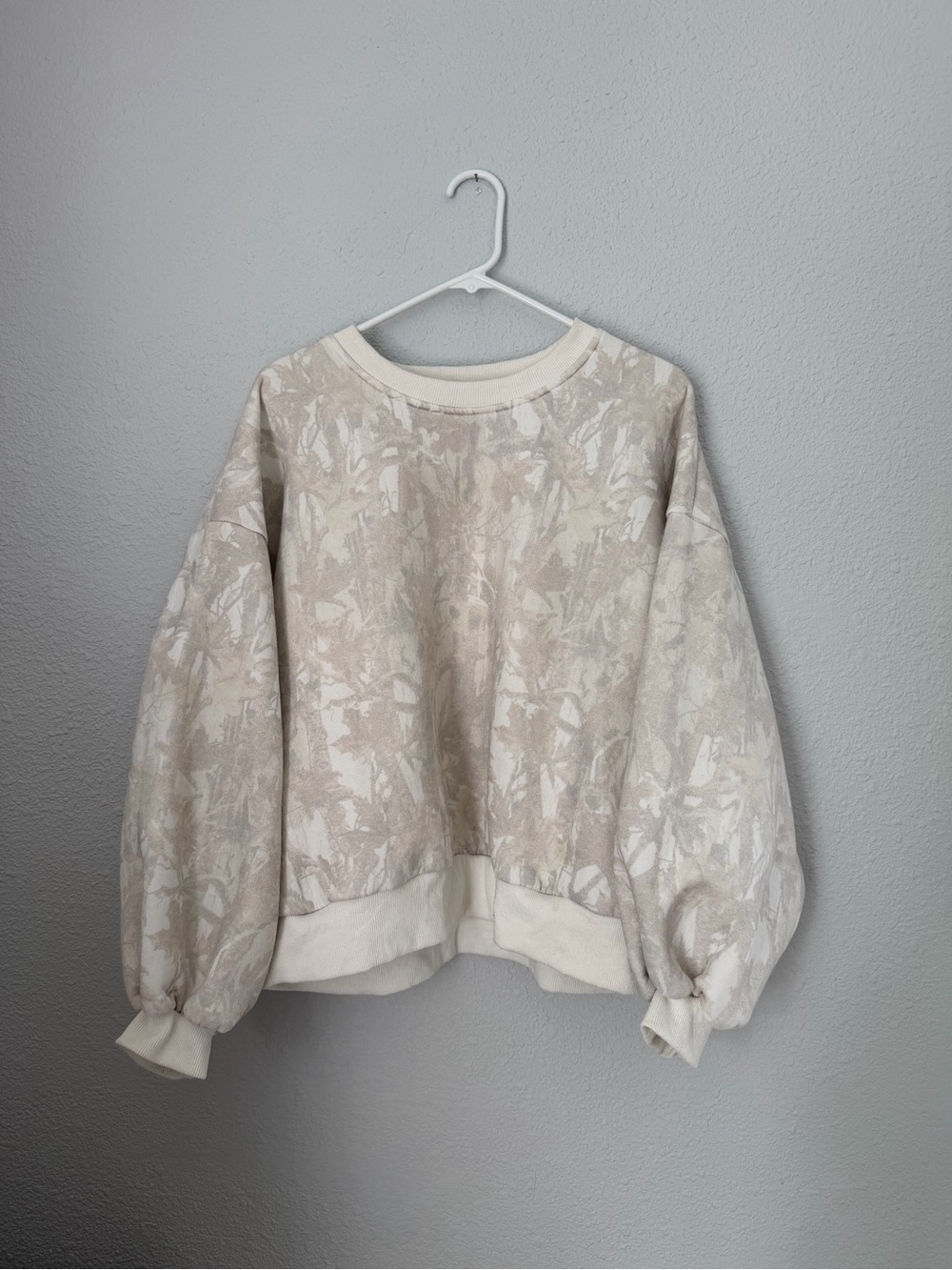Papermoon Oversized Camo Sweatshirt with Balloon Sleeves